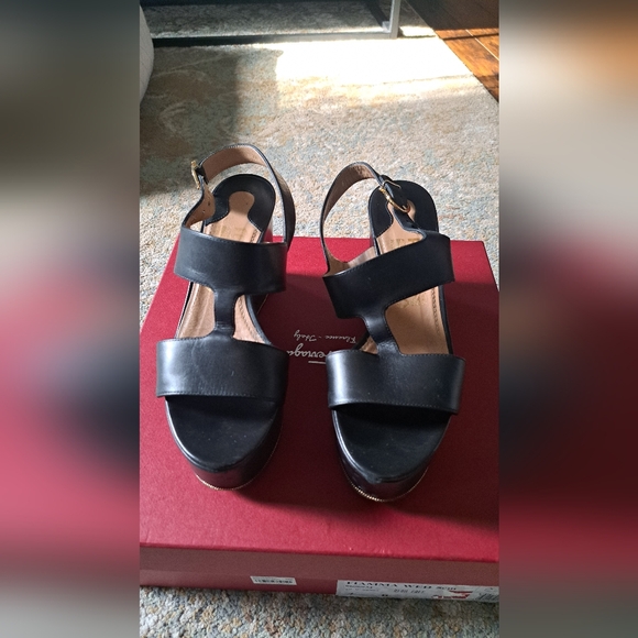 Ferragamo Wedges, Black, Size 7 - Picture 5 of 8
